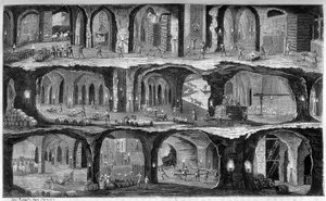 Ansicht der unterirdischen Arbeiten in den Salzminen von Wieliska, Galizien. In „Die Wunder der Industrie“ von Louis Figuier.