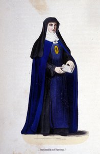 Visitandine-Nonne in Flandern. Orden der Heimsuchung, gegründet von Franz von Sales und Johanna Franziska von Chantal im Jahr 1610. Gravur aus dem 19. Jahrhundert