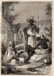 Reise (1795) von Mungo Park (1771-1806) nach Djoliba (Niger): Eingeborene aus Senegal - Illustration aus „Die großen Seefahrer des 18. Jahrhunderts“