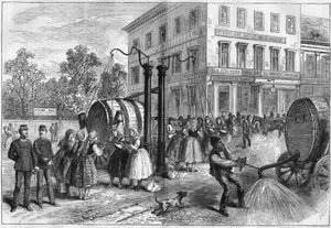 Bewässerungssystem in den Straßen von Wien, Österreich im Jahr 1873