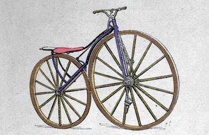 Holzmodell eines Velocipeds. Pierre Michaux, erfand das Pedal in den frühen 1860er Jahren.