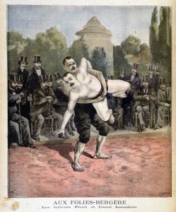 Ringer Pierri und Ussouf Ismaillolo im Folies Bergère in Paris. In Le petit journal, am 31.03.1895. von Unknown artist