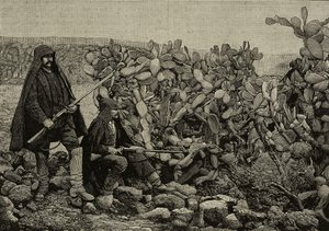 Jugendliche unter Feigenkakteen, Aufstand der Fasci Siciliani, Italien, Foto von E X aus L