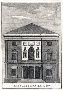 Fassade des Fenice-Theaters in Venedig Mitte des 19. Jahrhunderts.