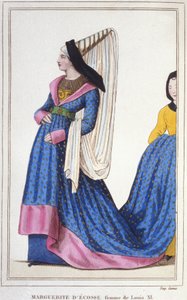 Porträt von Margarete von Schottland, Dauphine von Frankreich - Tochter von Jakob I., König von Schottland und Frau von Ludwig XI. 1418-1445, Gravur von 1830
