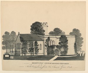 Kirchhof von Oddington, Gloucestershire, Nordostansicht von Unknown, English