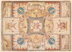 Decke in Hadrians Villa, mit Nymphen, Kentauren, Hirschen und Elefanten