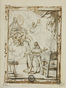 Madonna erscheint einem knienden Heiligen von Unknown Italian
