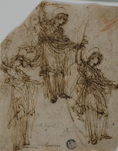 Skizzen eines stehenden Heiligen mit Schwert (recto); Skizzen von Figuren und Köpfen (verso) von Unknown Lombard
