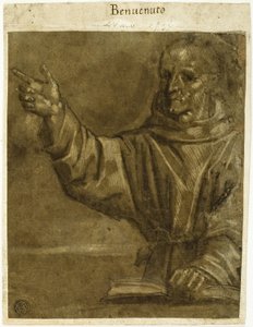 Der heilige Bernhardin von Siena predigt aus einem offenen Buch