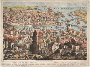 Innenansicht von Sewastopol, Zerstörung der Stadt durch die Russen, ihr Rückzug, 1855
