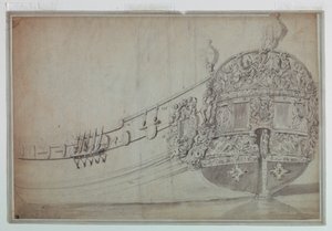 Zeichnung, Dekoratives Design für das Heck eines Schiffes, ca. 1705 von Unknown artistUnknown artist