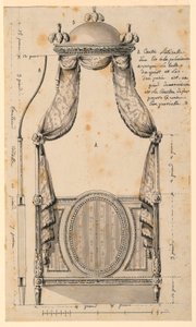 Zeichnung, Entwurf für ein Bett im polnischen Stil, 1780