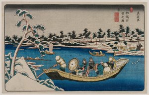 Fernansicht von Schnee am Sumida-Fluss in Edo von Unknown artist