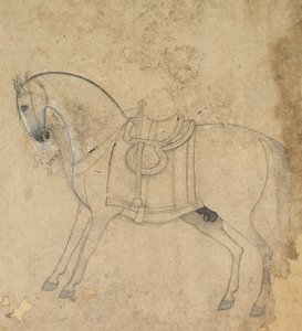 Ein gesatteltes Pferd von Unknown artist