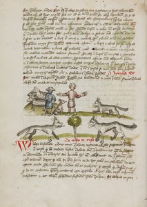 Ein Schäfer mit seinem Hund und Herde; Ein Mann vertreibt einen Wolf
