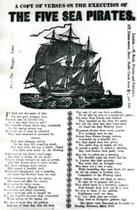 Ein Gedicht über die Hinrichtung der fünf Seepiraten, ca. 1864 von Unknown artist