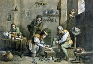 Ein Landarzt, der einen seiner Patienten behandelt von Unknown artist