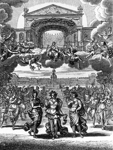 Eine Szene aus Alceste von Jean Baptiste Lully (Giovanni Battista Lulli) (1632-1687). von Unknown artist