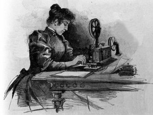 Ein Telegraphenoperator, erfunden vom amerikanischen Erfinder Samuel Finley Breese Morse (1791-1872). Gravur aus dem 19. Jahrhundert