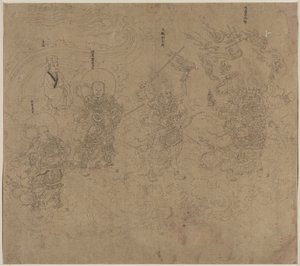 Album mit daoistischen und buddhistischen Themen: Prozession daoistischer Gottheiten: Blatt 11 von Unknown artist