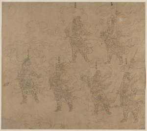 Album mit daoistischen und buddhistischen Themen: Prozession daoistischer Gottheiten: Blatt 14 von Unknown artist