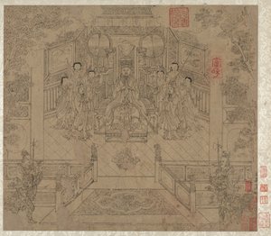 Album mit daoistischen und buddhistischen Themen: Prozession daoistischer Gottheiten: Blatt 1