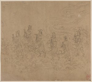 Album mit daoistischen und buddhistischen Themen: Prozession daoistischer Gottheiten: Blatt 23 von Unknown artist