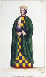 Alix de Thouars (1201-1221), Gräfin der Bretagne, Tochter von Guy de Thouars, Herzog der Bretagne. Gravur aus dem Jahr 1830. von Unknown artist