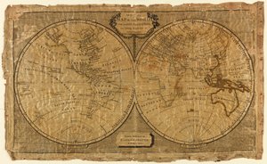 Eine Umrisskarte der Welt für Damenhandarbeiten und junge Geographieschüler