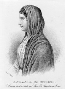 Aspasia von Milet, Geliebte von Perikles. Lithographie von Bertotti. 19. Jahrhundert.