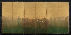 Herbstabend mit Vollmond auf der Musashino-Ebene von Unknown artist
