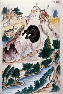 Bärenjagd, aus dem Buch "Trujillo del Peru" oder "Códice Martínez Compañón", von Baltazar Martinez Compañón y Bujanda, Bischof von Trujillo (1782-1785) von Unknown artist