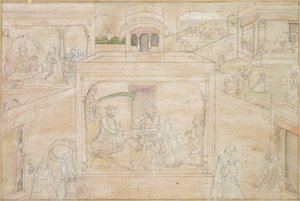 Bhimas Beratung mit dem Astrologen: Szene aus den Nala-Damayanti-Zeichnungen von Unknown artist