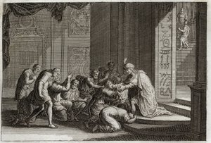 Bibel von Royaumont, Altes Testament: Joseph wird von seinen Brüdern erkannt. Illustration von 1811.