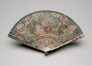 Brisé-Fächer mit Wahrsagerin und Chinoiserie-Motiven, ca. 1700-25