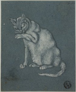 Katze leckt Pfote von Unknown artist