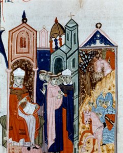 Zeremonie der Habitannahme eines Mönchs. Miniatur aus dem „Decretum Gratiani“ (1140) von Unknown artist