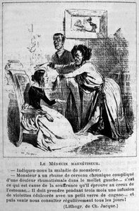 Charlatanismus: Satire über die Konsultation von Hypnose-Magnetisierern zur Behandlung von Krankheiten. Aus einer Lithografie von Jacque. 19. Jahrhundert von Unknown artist