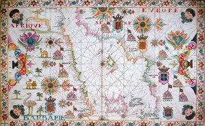 Karte des westlichen Mittelmeers, zeigt die nordafrikanische und spanische Küste von Unknown artist