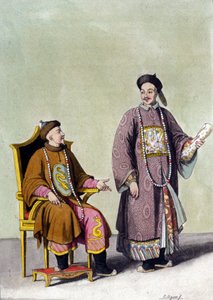 Chinesischer Tartar-Kaiser mit seinem Mandarin - in „Le costume ancien et moderne“ von J. Ferrario, ed. Mailand.