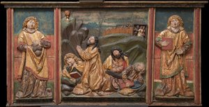 Christus am Ölberg mit drei Aposteln; Heilige Stephanus und Laurentius von Unknown artist