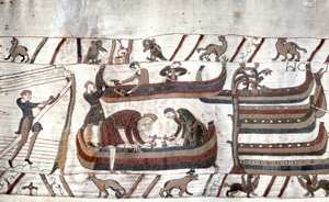 Schiffbau auf Befehl von Wilhelm - Bayeux-Tapete, bekannt als Stickerei der Königin Mathilde von Unknown artist