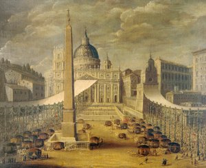 Fronleichnamsprozession auf dem Petersplatz zur Zeit von Papst Innozenz X., ca. 1646, von einem unbekannten Künstler von Unknown artist