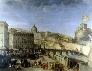 Kortege des Papstes zur Ponte S. Angelo in Rom
