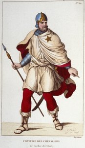Kostüm des Ritters des Ordens des Sterns, gegründet von Johann II. dem Guten, im Jahr 1351. Gravur von 1830 von Unknown artist