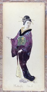 Kostüm von Madame Butterfly Akt II für die Uraufführung von Madame Butterfly von Giacomo Puccini, 1904. Sammlung des Museo della Scala in Mailand