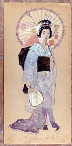 Kostüm von Madame Butterfly für den ersten Akt für die Schaffung von Madame Butterfly von Giacomo Puccini im Jahr 1904. Sammlung des Museo della Scala in Mailand.