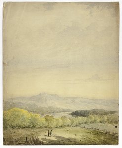 Paar, das sich auf einem Feld an den Händen hält von Unknown artist