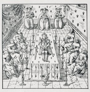 Tod von Karl IX. am 30. Mai 1574 im Alter von 24 Jahren - in „Sammlung von 39 Figuren, die die Katastrophen Frankreichs von 1562 bis 1586 darstellen“ Louis Perrin Druckerei von Unknown artist